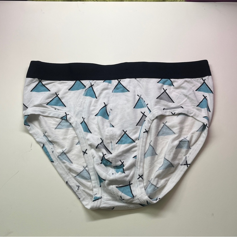 Stylish White and Blue Geometric Men's Briefs Me Undies
